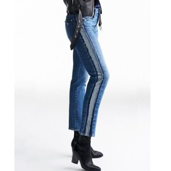 7 For All Mankind Two Tone Straight Leg Jeans - Picture 1 of 13